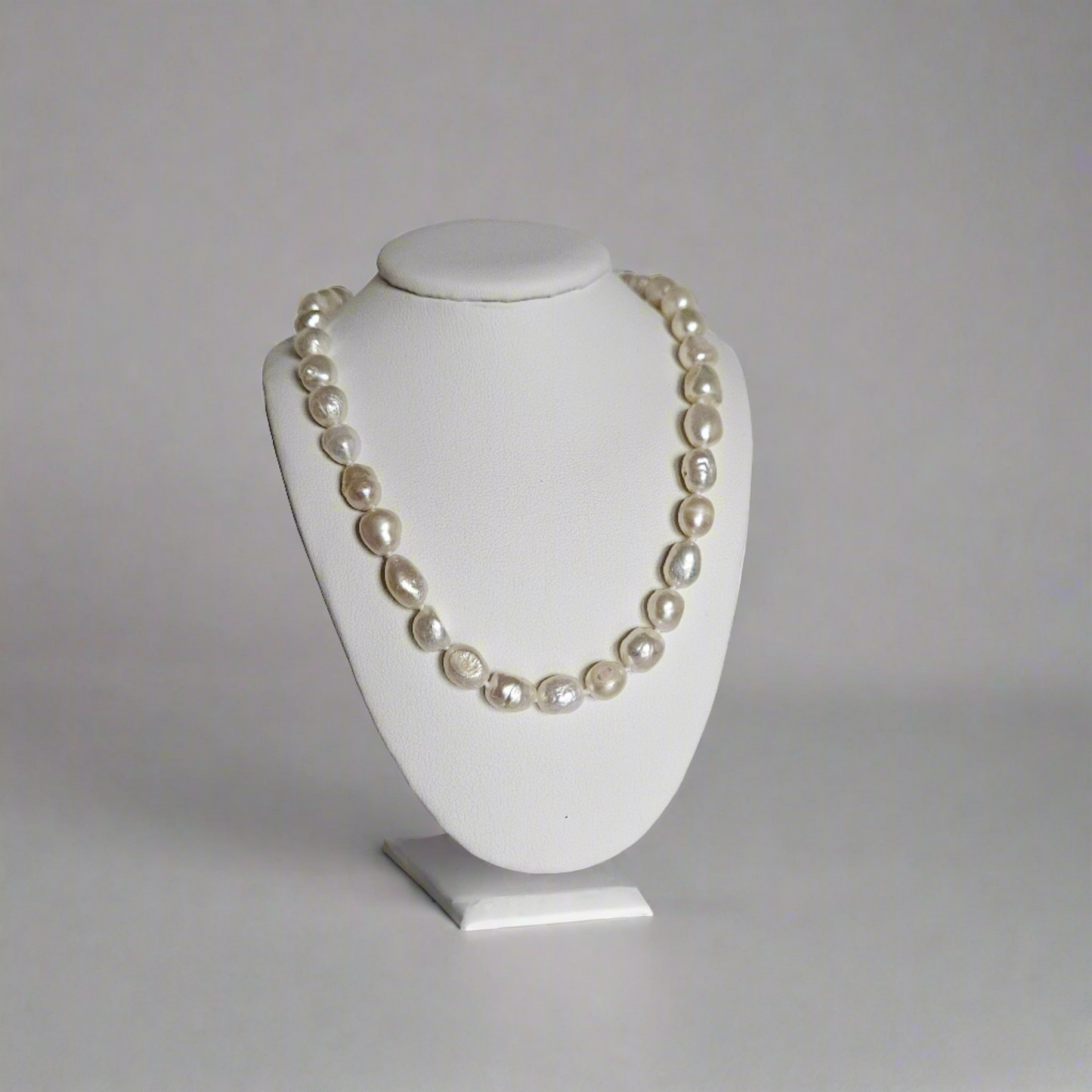Timeless Elegance: Baroque Pearl Strand Necklace with Sterling Silver Clasp