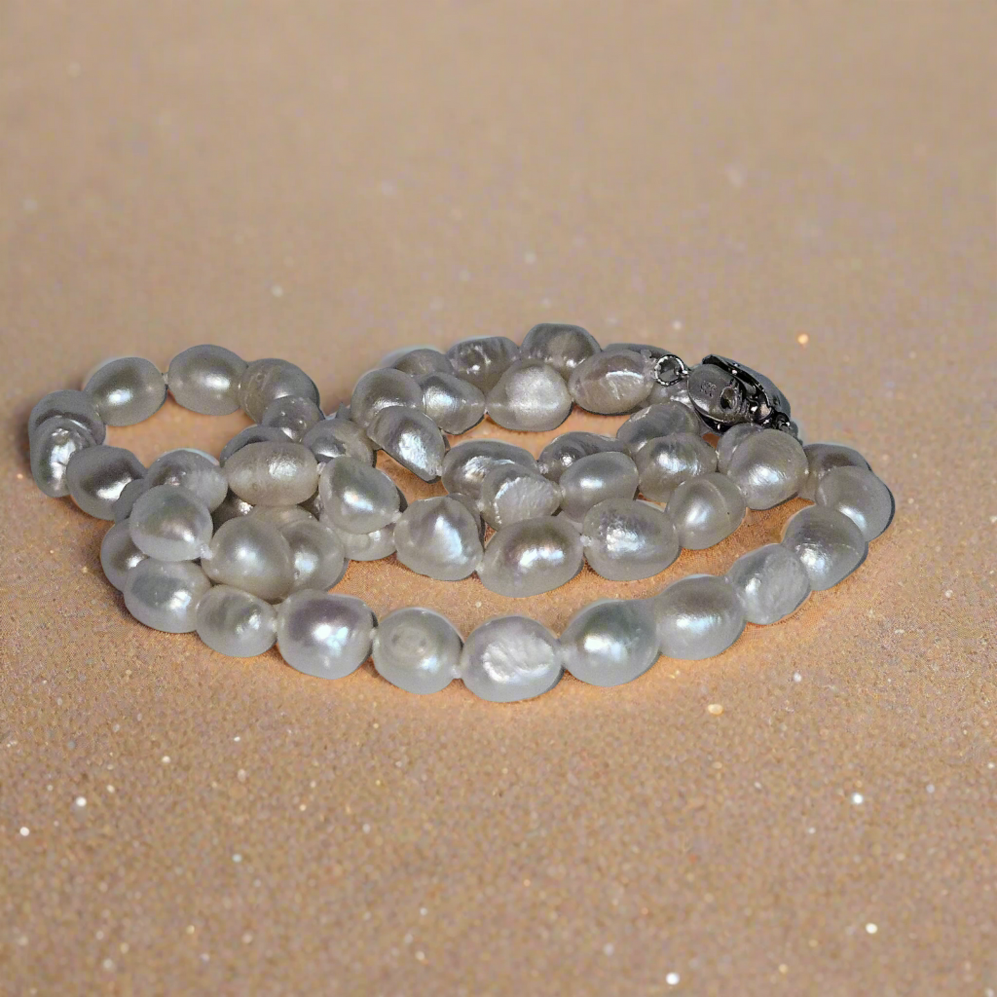 Timeless Elegance: Baroque Pearl Strand Necklace with Sterling Silver Clasp
