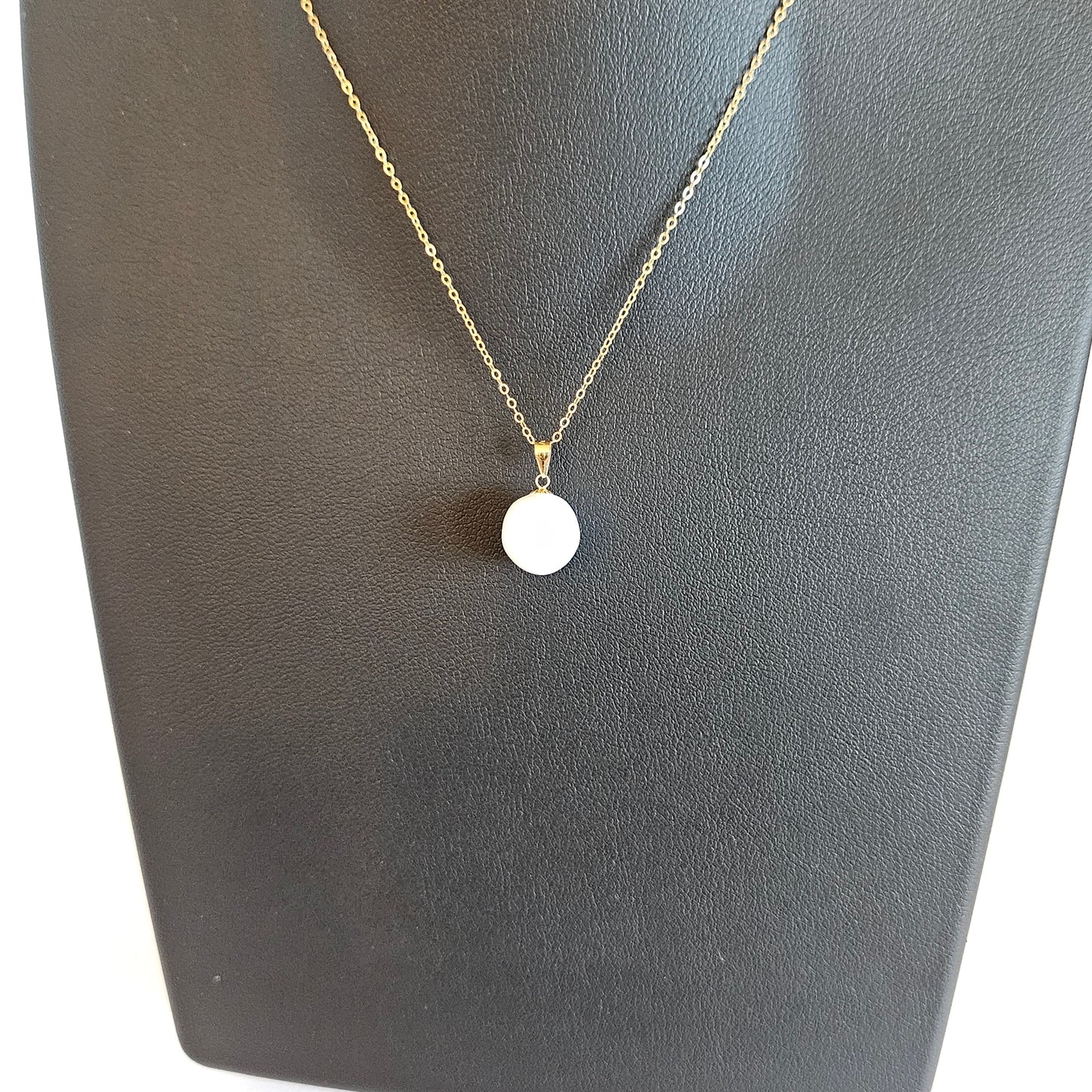 Seawater Serenity : 18K Gold Pendant with Natural 8-9mm Waterdrop Freshwater Pearl, Sterling Silver Chain with Gold Plating