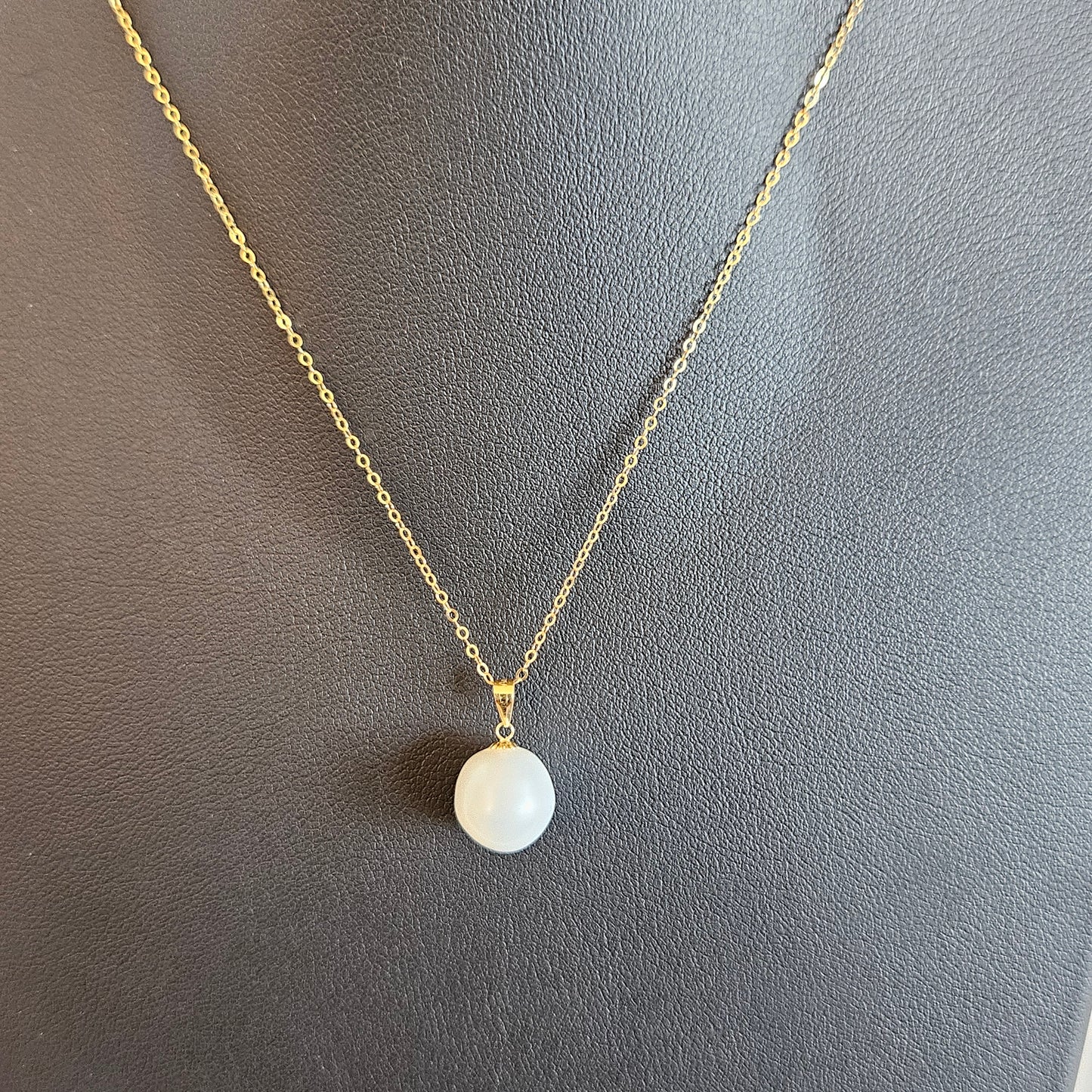 Seawater Serenity : 18K Gold Pendant with Natural 8-9mm Waterdrop Freshwater Pearl, Sterling Silver Chain with Gold Plating