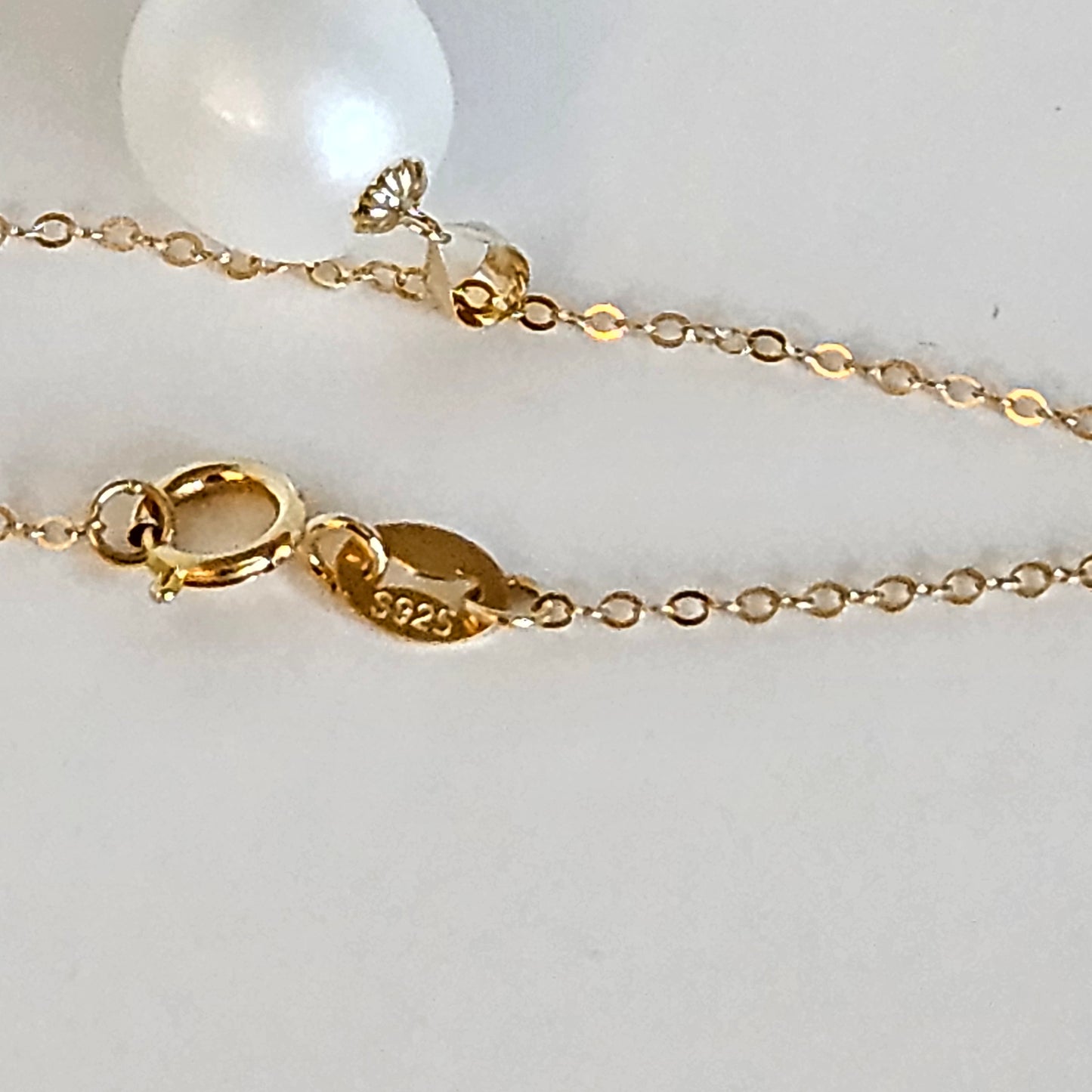 Seawater Serenity : 18K Gold Pendant with Natural 8-9mm Waterdrop Freshwater Pearl, Sterling Silver Chain with Gold Plating