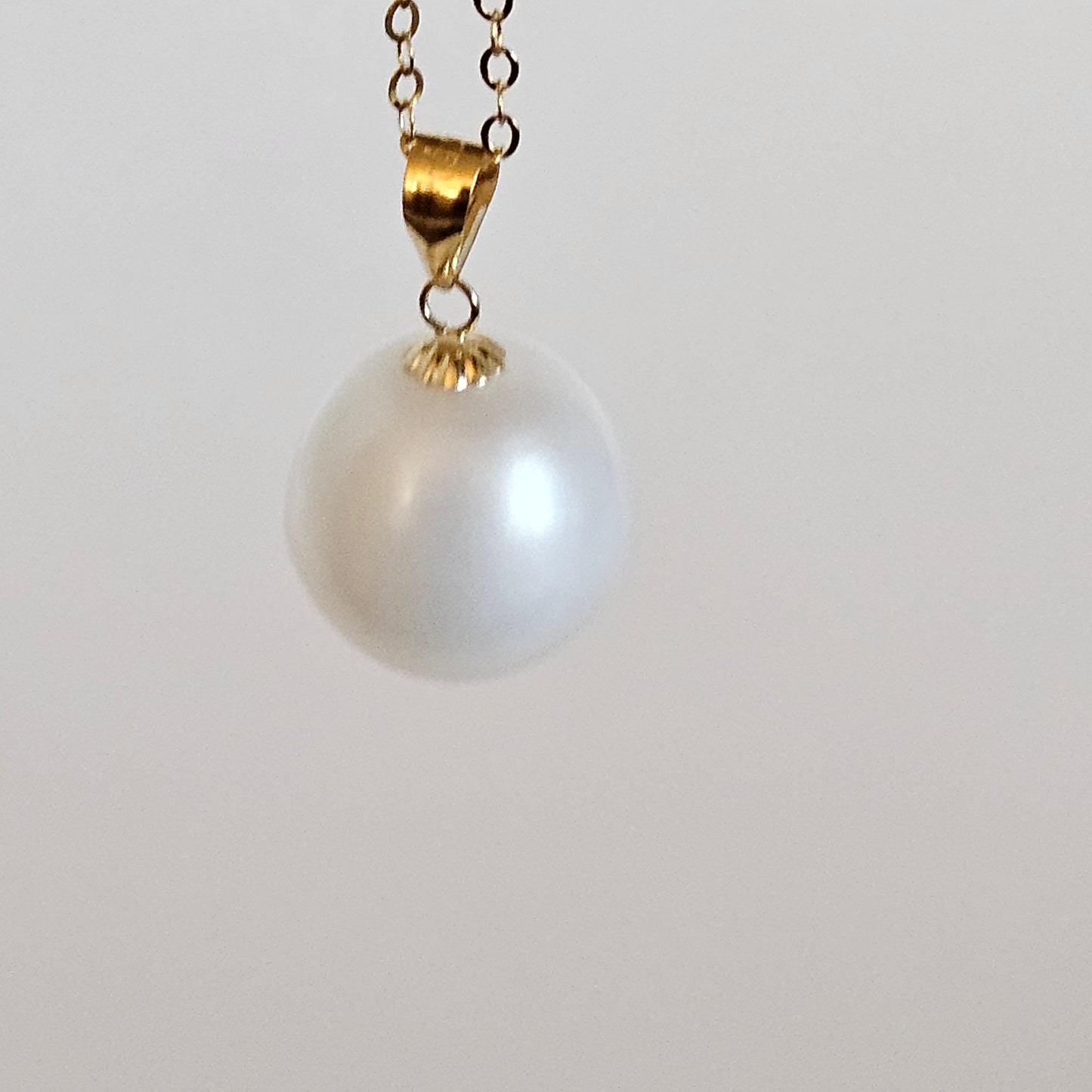 Seawater Serenity : 18K Gold Pendant with Natural 8-9mm Waterdrop Freshwater Pearl, Sterling Silver Chain with Gold Plating