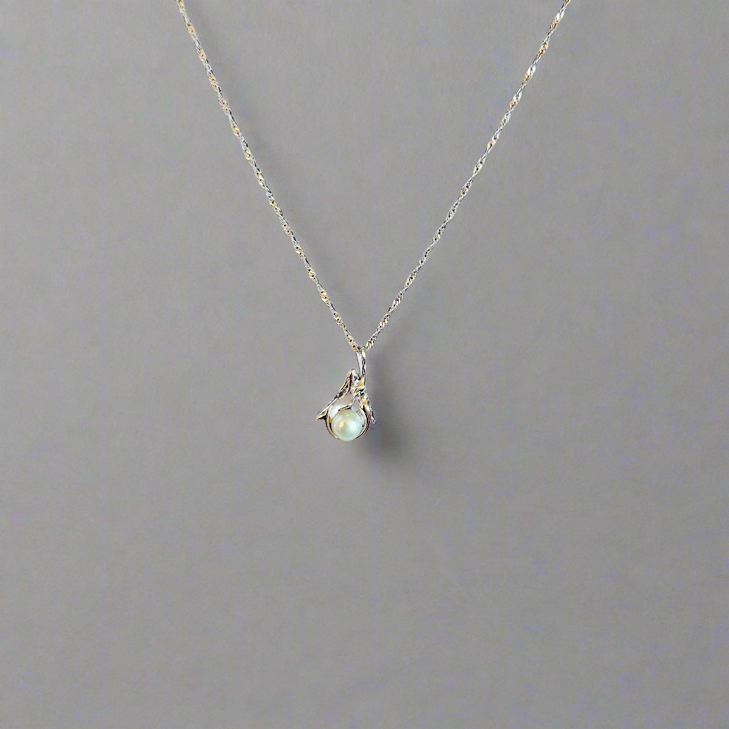 Mermaid Dreams: Freshwater Pearl Sterling Silver Pendant, Sterling Silver Chain