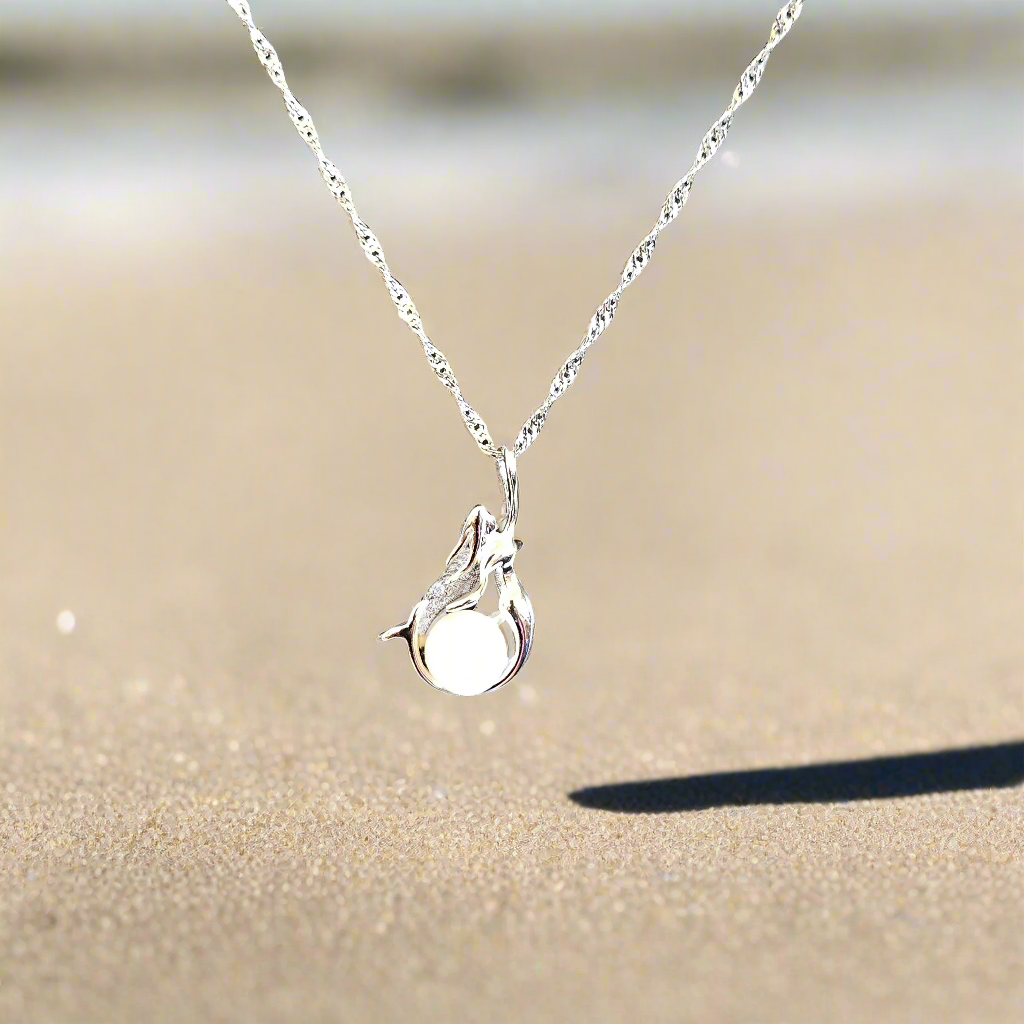 Mermaid Dreams: Freshwater Pearl Sterling Silver Pendant, Sterling Silver Chain