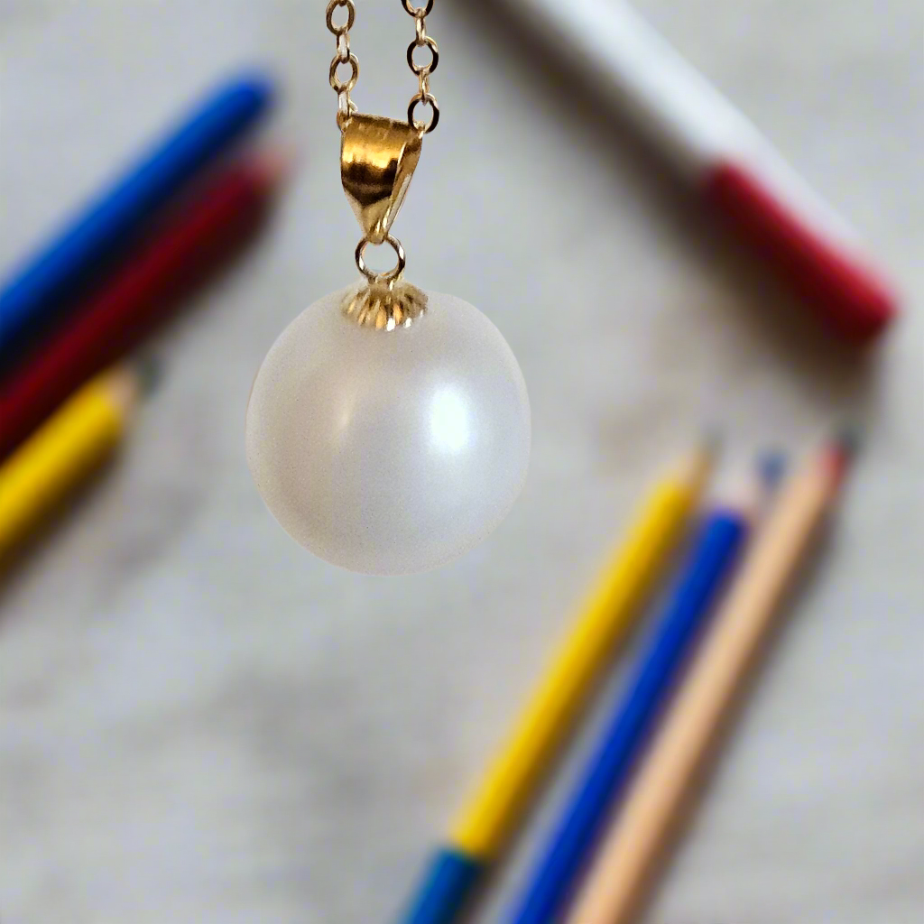 Seawater Serenity : 18K Gold Pendant with Natural 8-9mm Waterdrop Freshwater Pearl, Sterling Silver Chain with Gold Plating