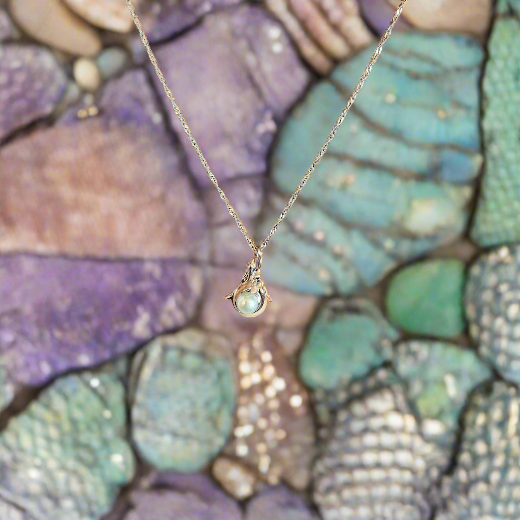 Mermaid Dreams: Freshwater Pearl Sterling Silver Pendant, Sterling Silver Chain