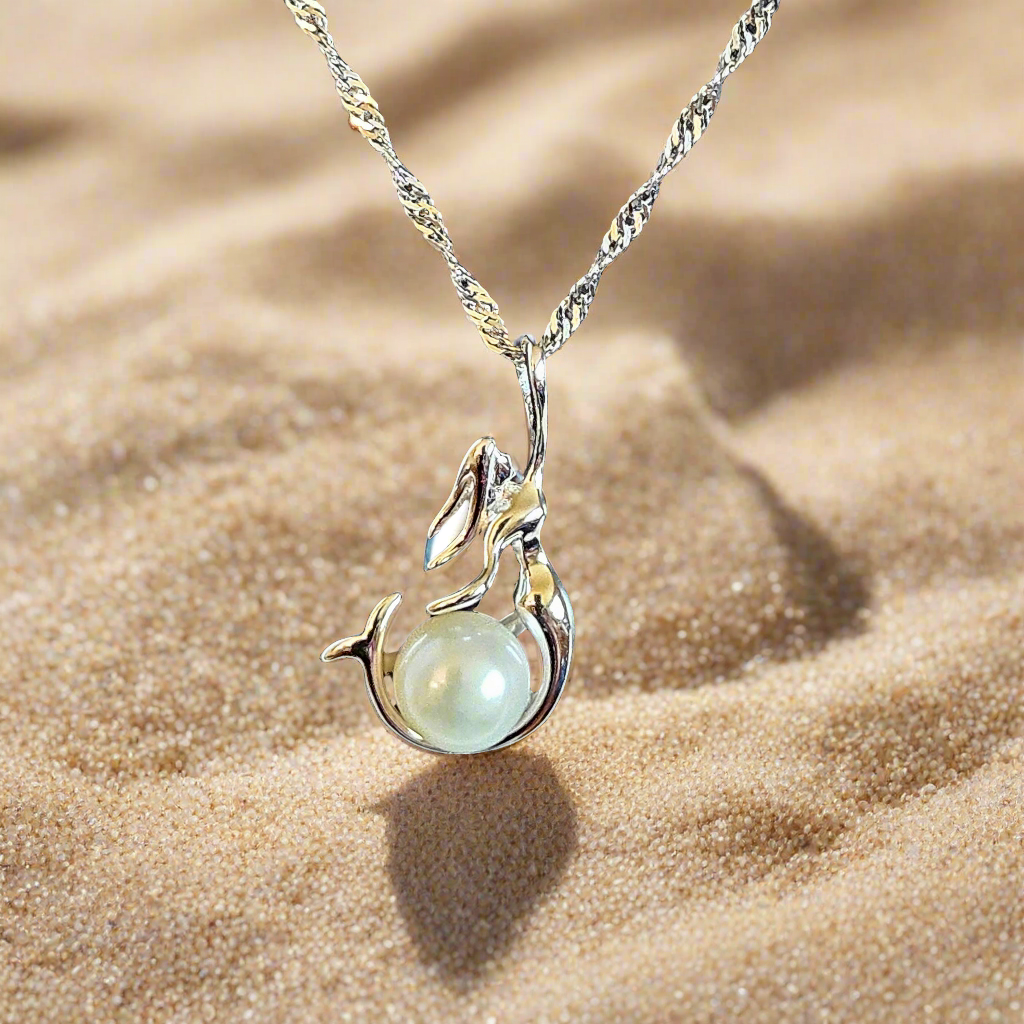Mermaid Dreams: Freshwater Pearl Sterling Silver Pendant, Sterling Silver Chain