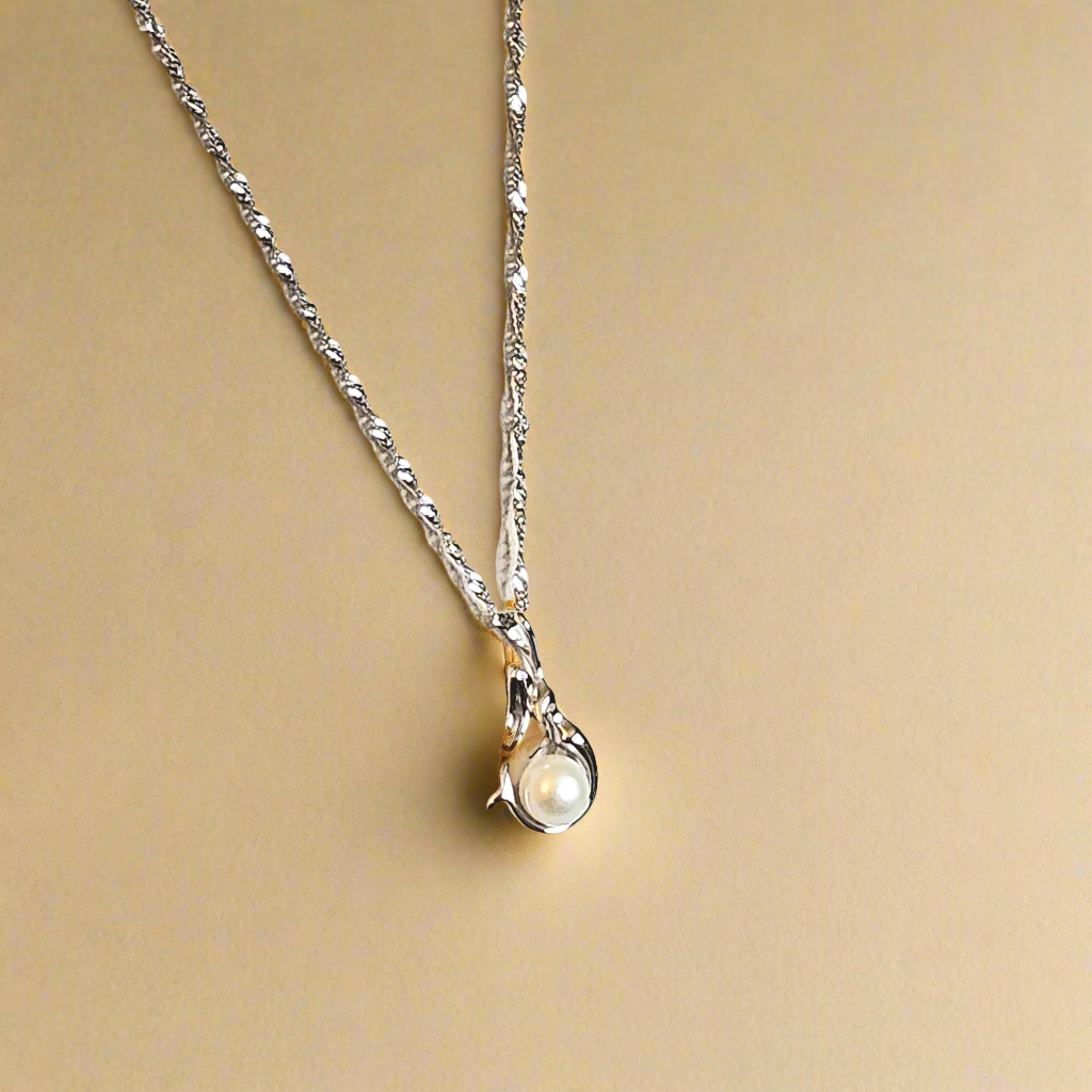Mermaid Dreams: Freshwater Pearl Sterling Silver Pendant, Sterling Silver Chain