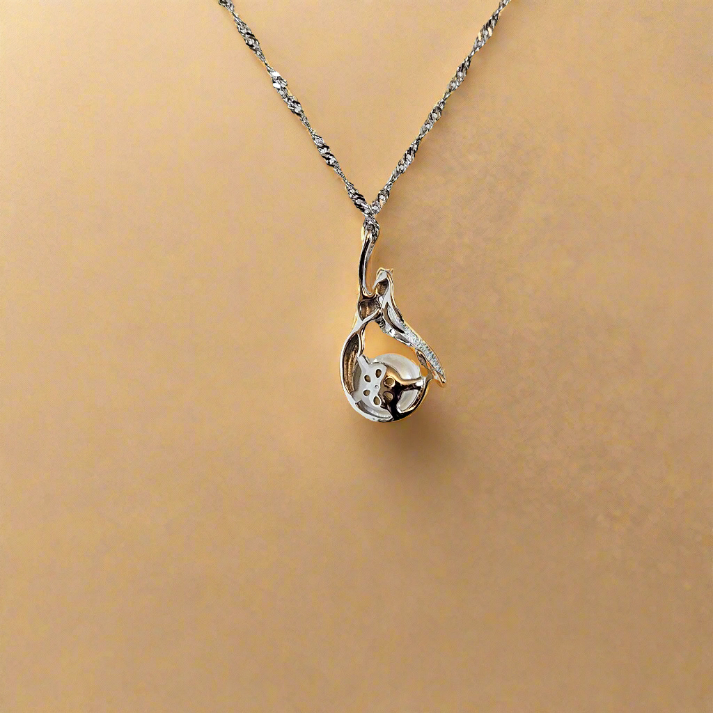 Mermaid Dreams: Freshwater Pearl Sterling Silver Pendant, Sterling Silver Chain