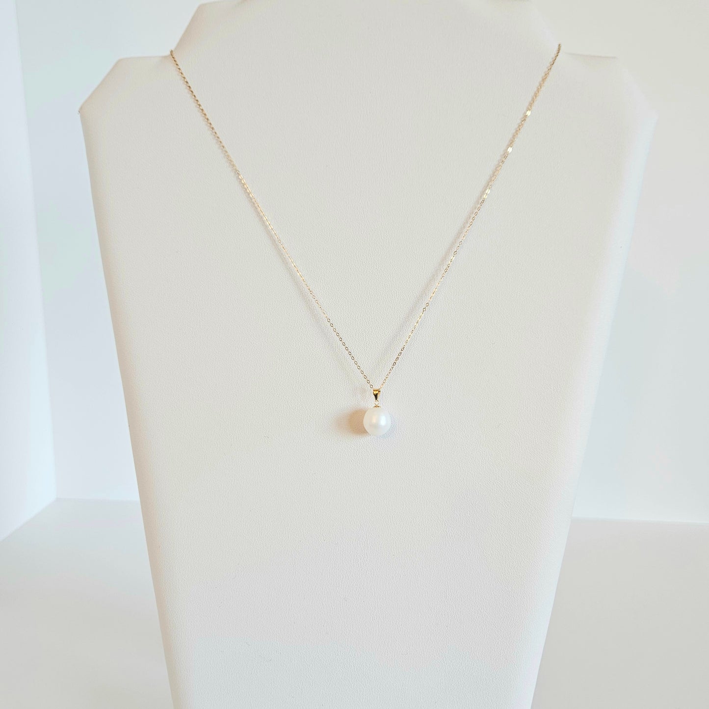 Seawater Serenity : 18K Gold Pendant with Natural 8-9mm Waterdrop Freshwater Pearl, Sterling Silver Chain with Gold Plating