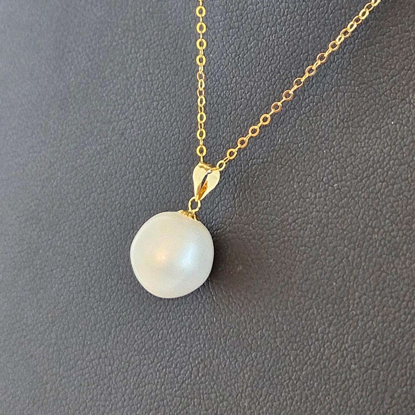 Seawater Serenity : 18K Gold Pendant with Natural 8-9mm Waterdrop Freshwater Pearl, Sterling Silver Chain with Gold Plating