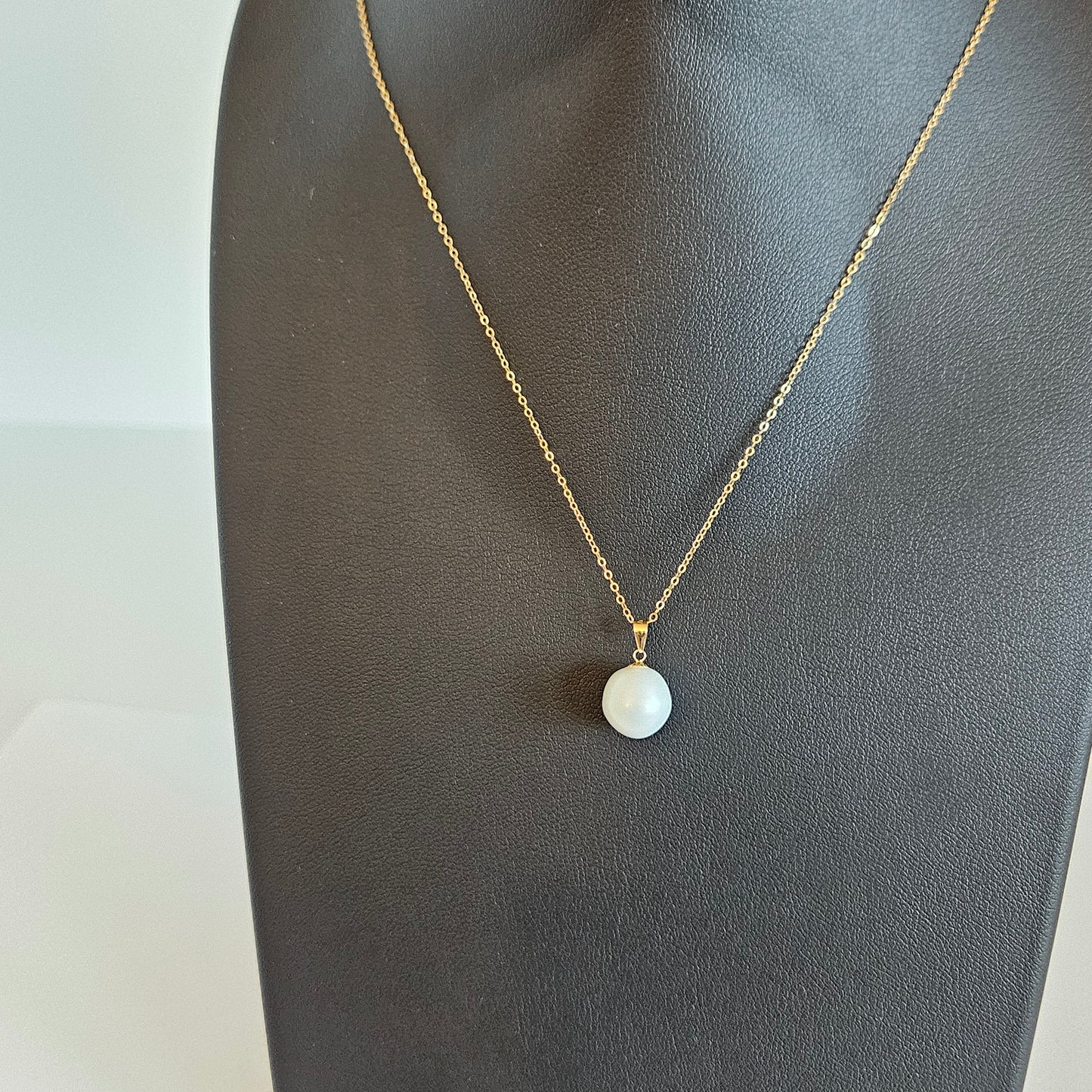 Seawater Serenity : 18K Gold Pendant with Natural 8-9mm Waterdrop Freshwater Pearl, Sterling Silver Chain with Gold Plating