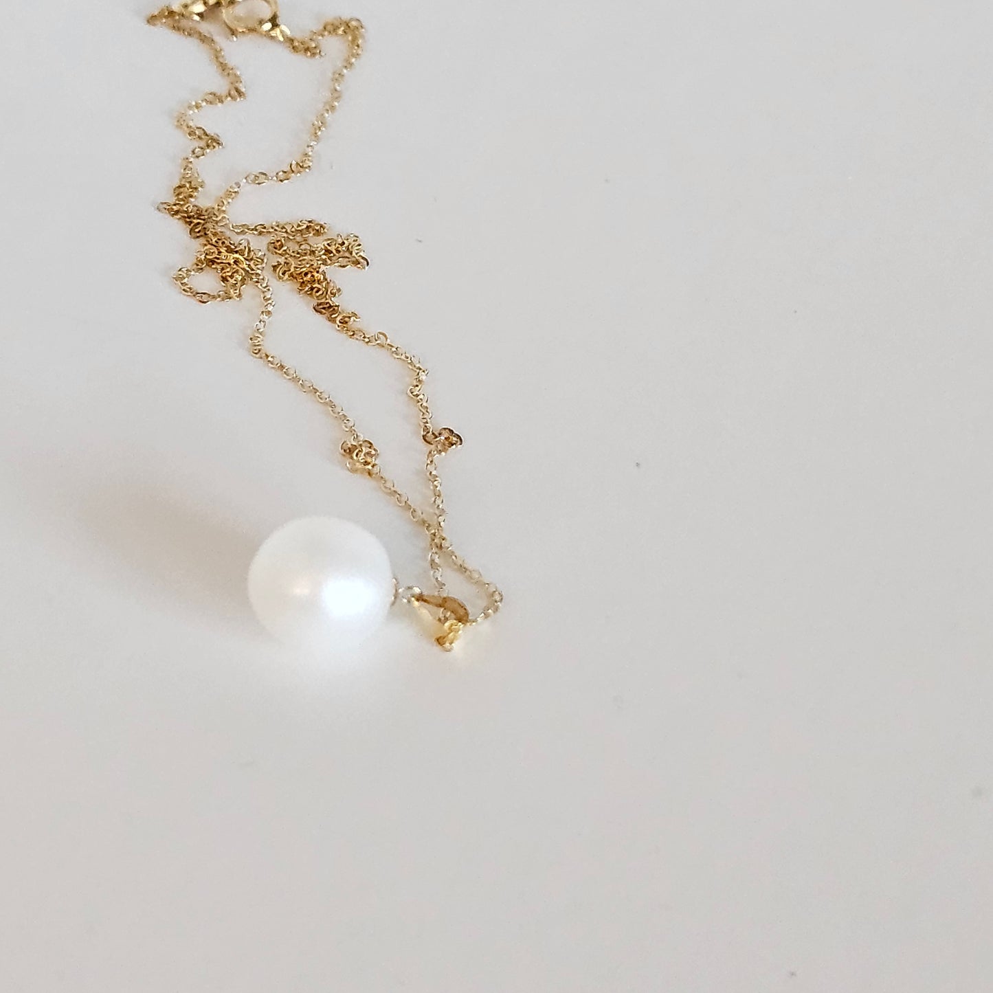 Seawater Serenity : 18K Gold Pendant with Natural 8-9mm Waterdrop Freshwater Pearl, Sterling Silver Chain with Gold Plating