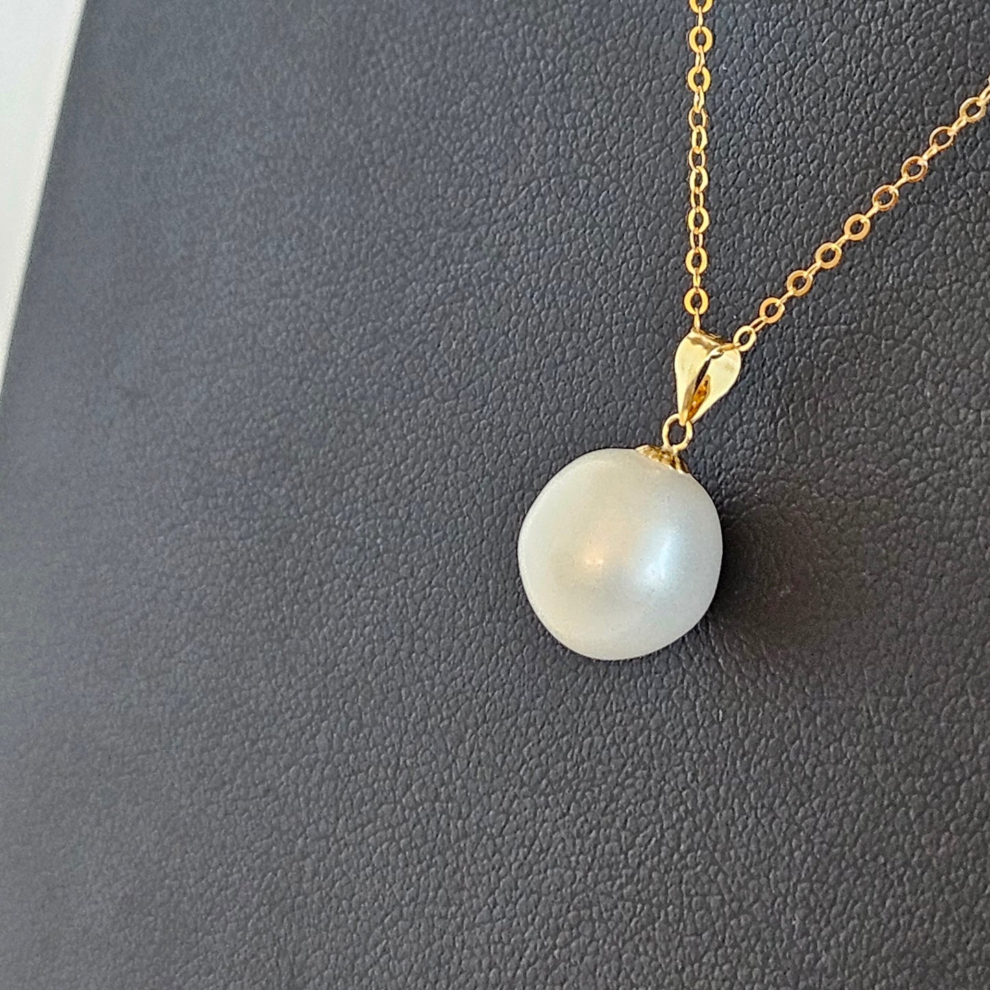 Seawater Serenity : 18K Gold Pendant with Natural 8-9mm Waterdrop Freshwater Pearl, Sterling Silver Chain with Gold Plating
