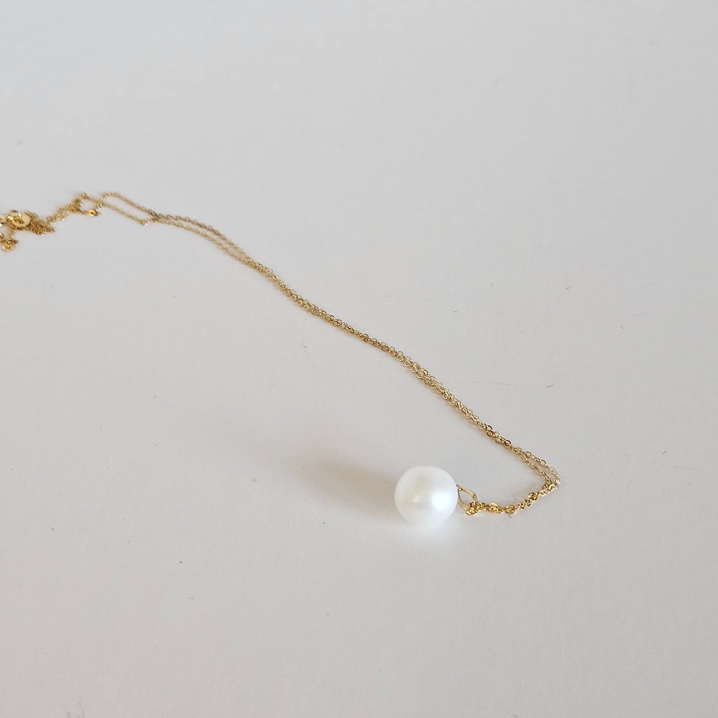 Seawater Serenity : 18K Gold Pendant with Natural 8-9mm Waterdrop Freshwater Pearl, Sterling Silver Chain with Gold Plating