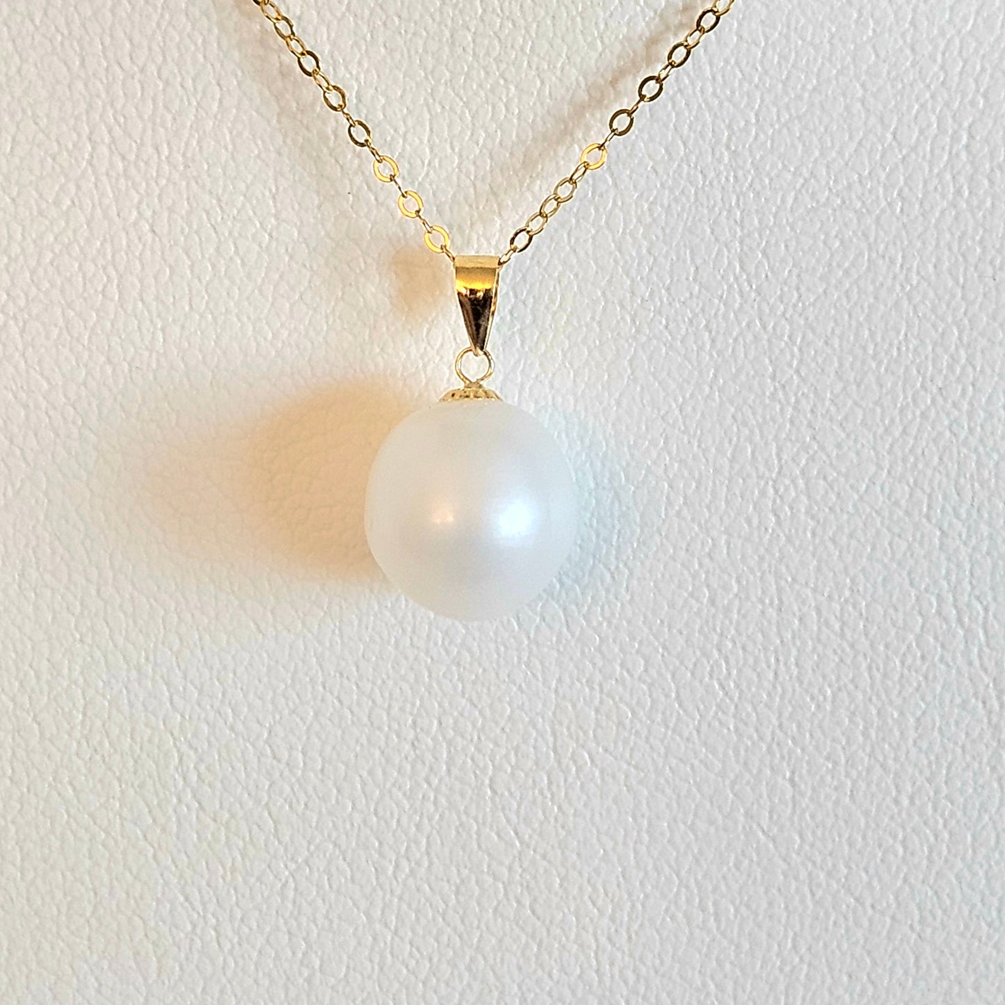 Seawater Serenity : 18K Gold Pendant with Natural 8-9mm Waterdrop Freshwater Pearl, Sterling Silver Chain with Gold Plating