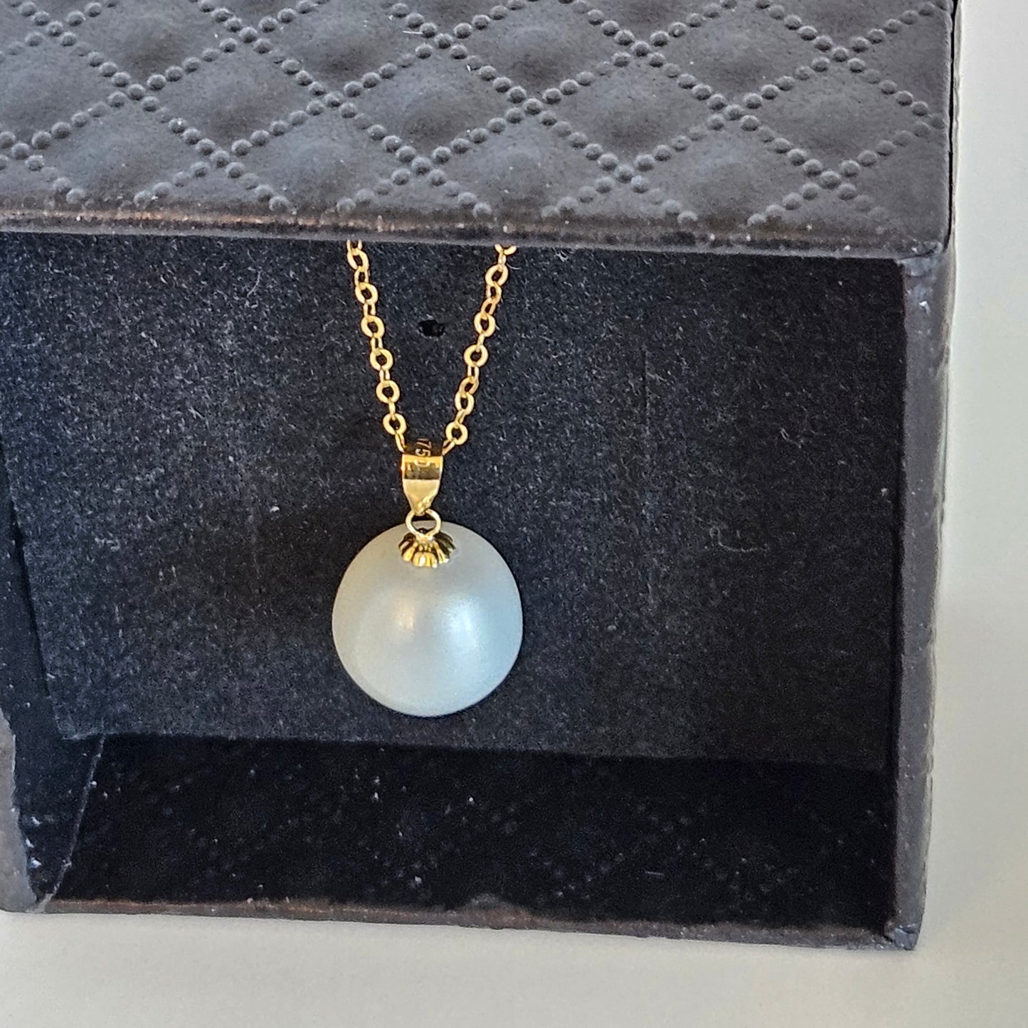 Seawater Serenity : 18K Gold Pendant with Natural 8-9mm Waterdrop Freshwater Pearl, Sterling Silver Chain with Gold Plating