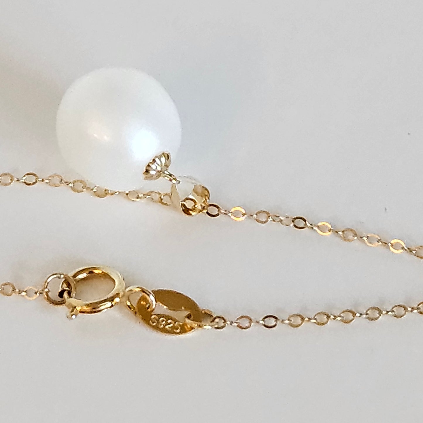 Seawater Serenity : 18K Gold Pendant with Natural 8-9mm Waterdrop Freshwater Pearl, Sterling Silver Chain with Gold Plating