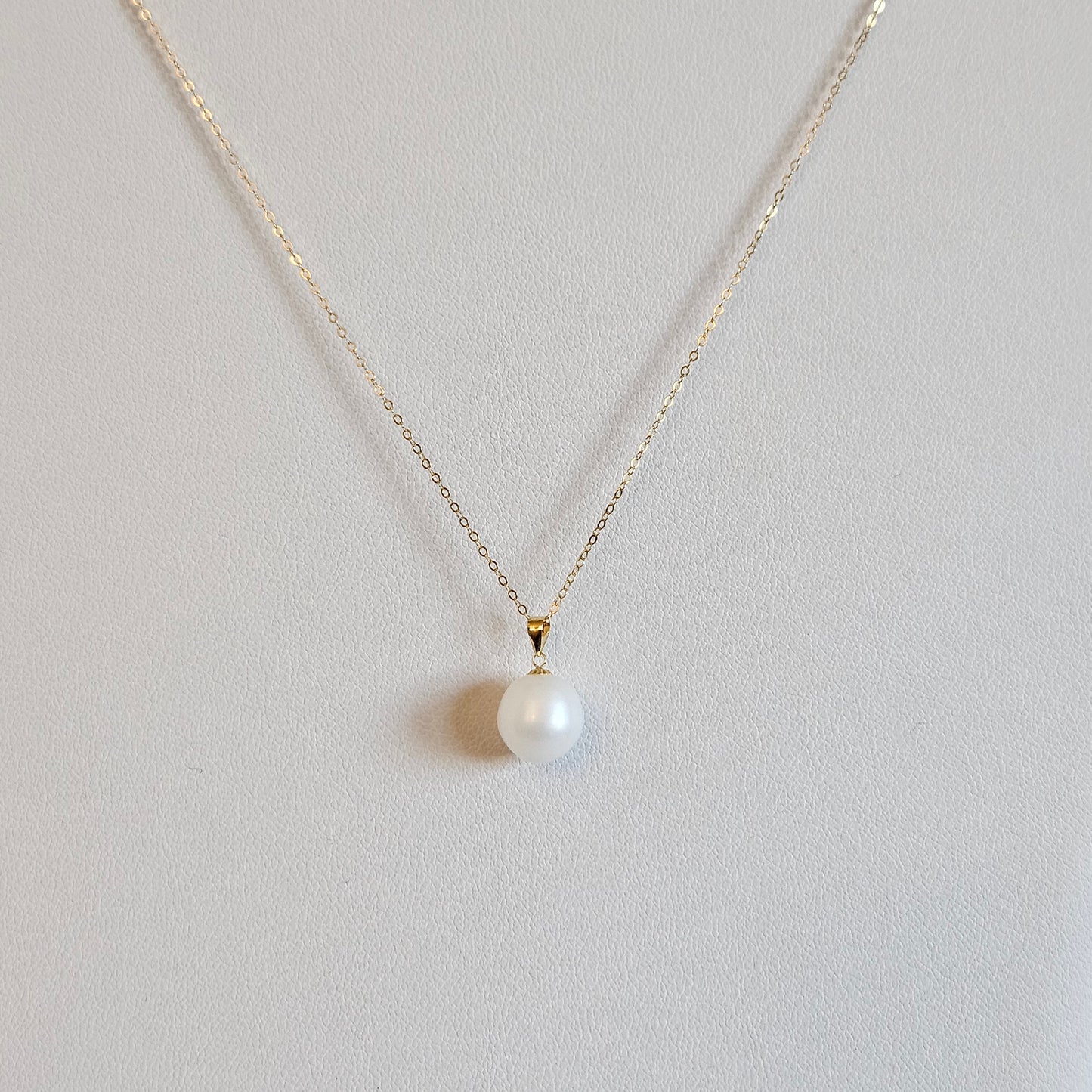 Seawater Serenity : 18K Gold Pendant with Natural 8-9mm Waterdrop Freshwater Pearl, Sterling Silver Chain with Gold Plating