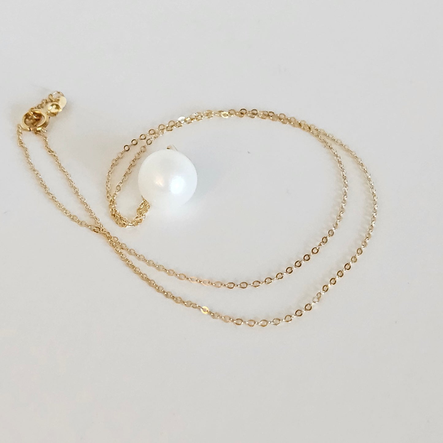 Seawater Serenity : 18K Gold Pendant with Natural 8-9mm Waterdrop Freshwater Pearl, Sterling Silver Chain with Gold Plating