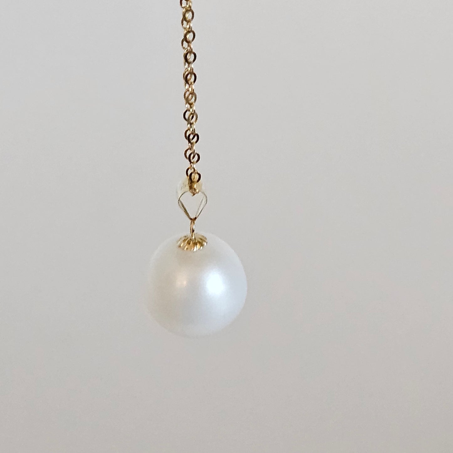 Seawater Serenity : 18K Gold Pendant with Natural 8-9mm Waterdrop Freshwater Pearl, Sterling Silver Chain with Gold Plating