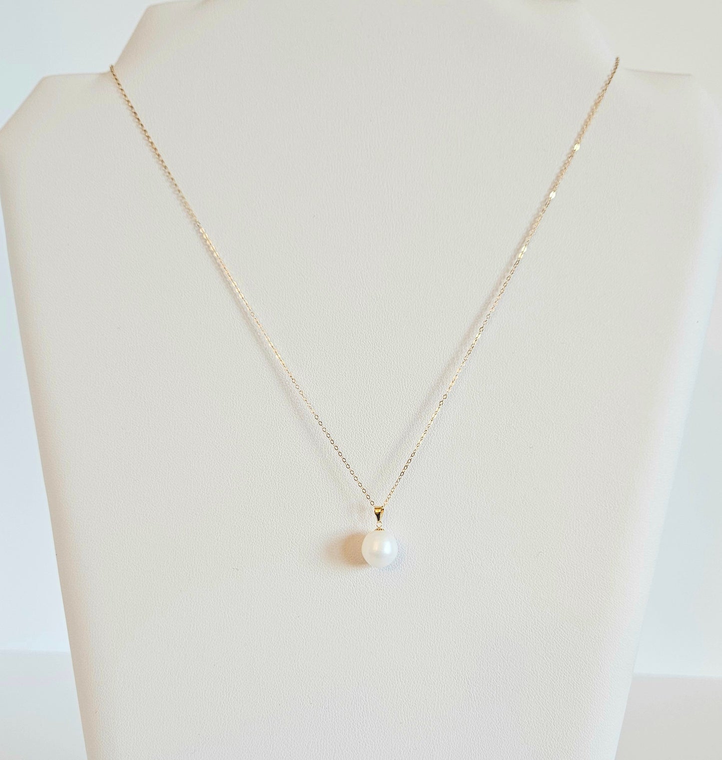 Seawater Serenity : 18K Gold Pendant with Natural 8-9mm Waterdrop Freshwater Pearl, Sterling Silver Chain with Gold Plating