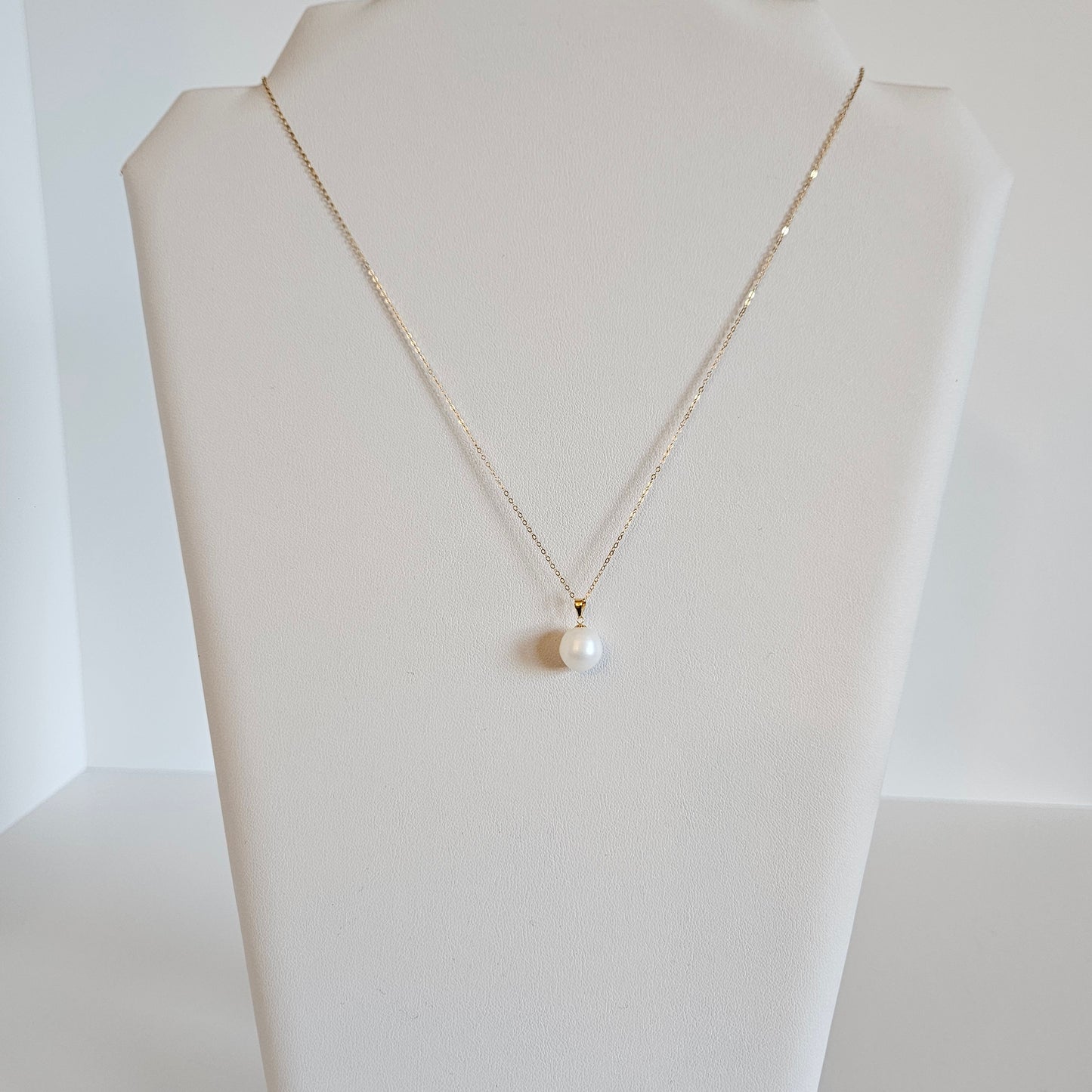 Seawater Serenity : 18K Gold Pendant with Natural 8-9mm Waterdrop Freshwater Pearl, Sterling Silver Chain with Gold Plating