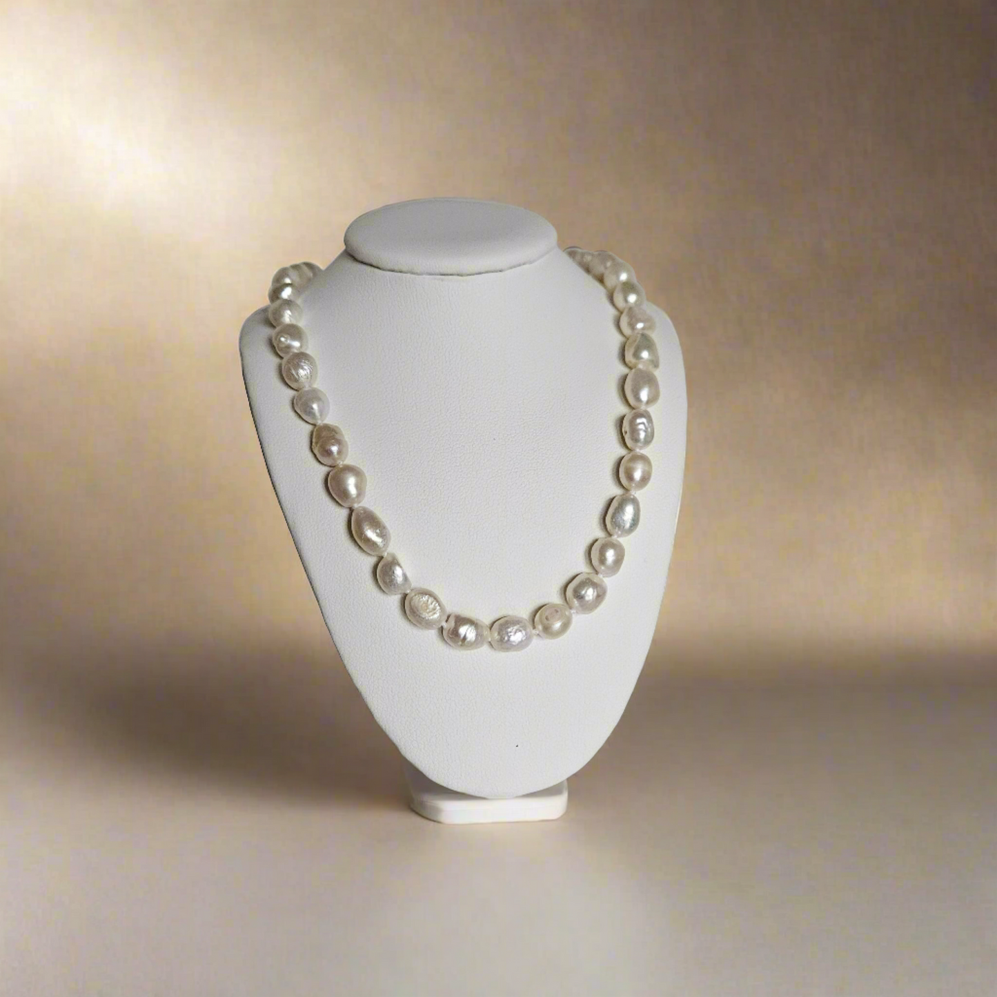 Timeless Elegance: Baroque Pearl Strand Necklace with Sterling Silver Clasp