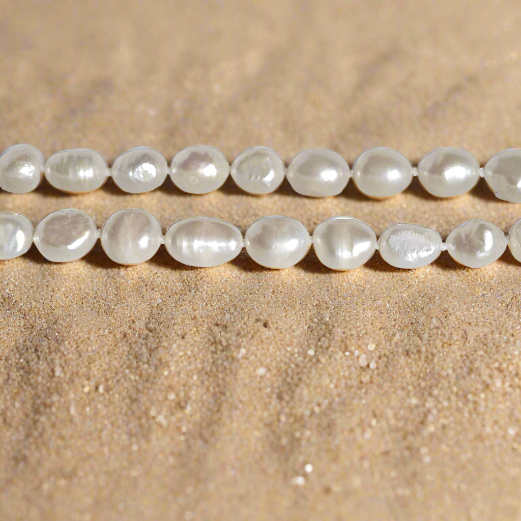 Timeless Elegance: Baroque Pearl Strand Necklace with Sterling Silver Clasp