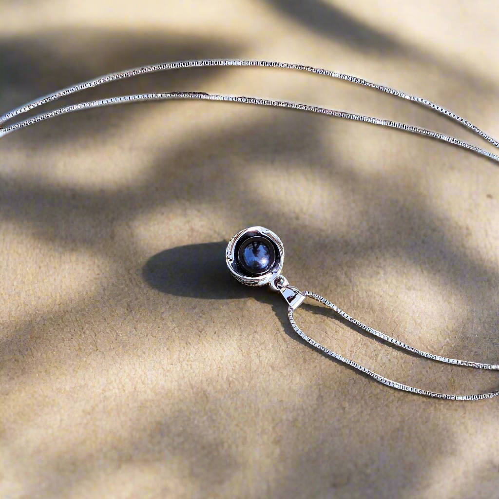 Midnight Elegance: Freshwater Black Pearl, Sterling Silver Pendant Necklace