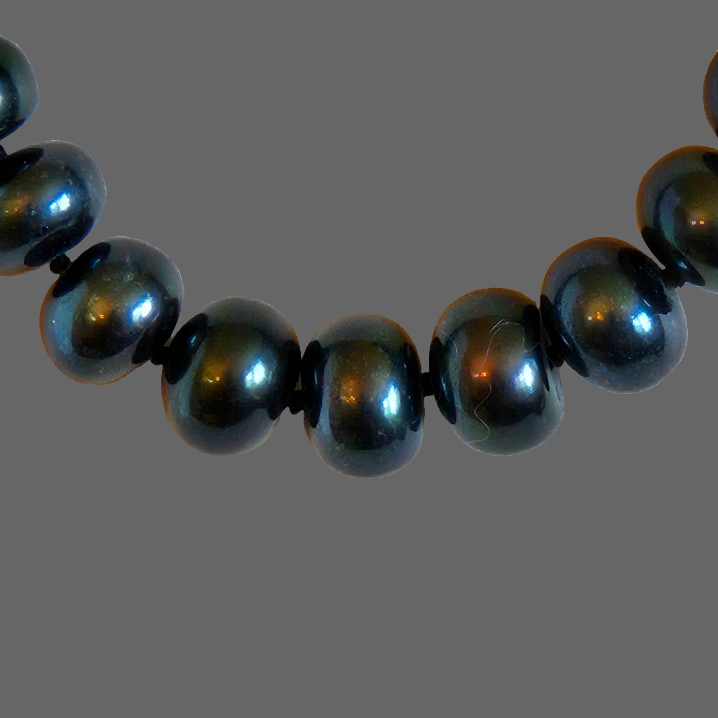 Celestial Harmony: Black Freshwater Pearl Necklace with Life Tree Buckle